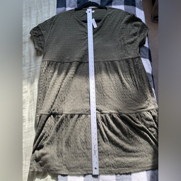 NWT Madewell Dress Size Small green Resourced Crinkle knit tiered‎ Mini Classic - Picture 9 of 10